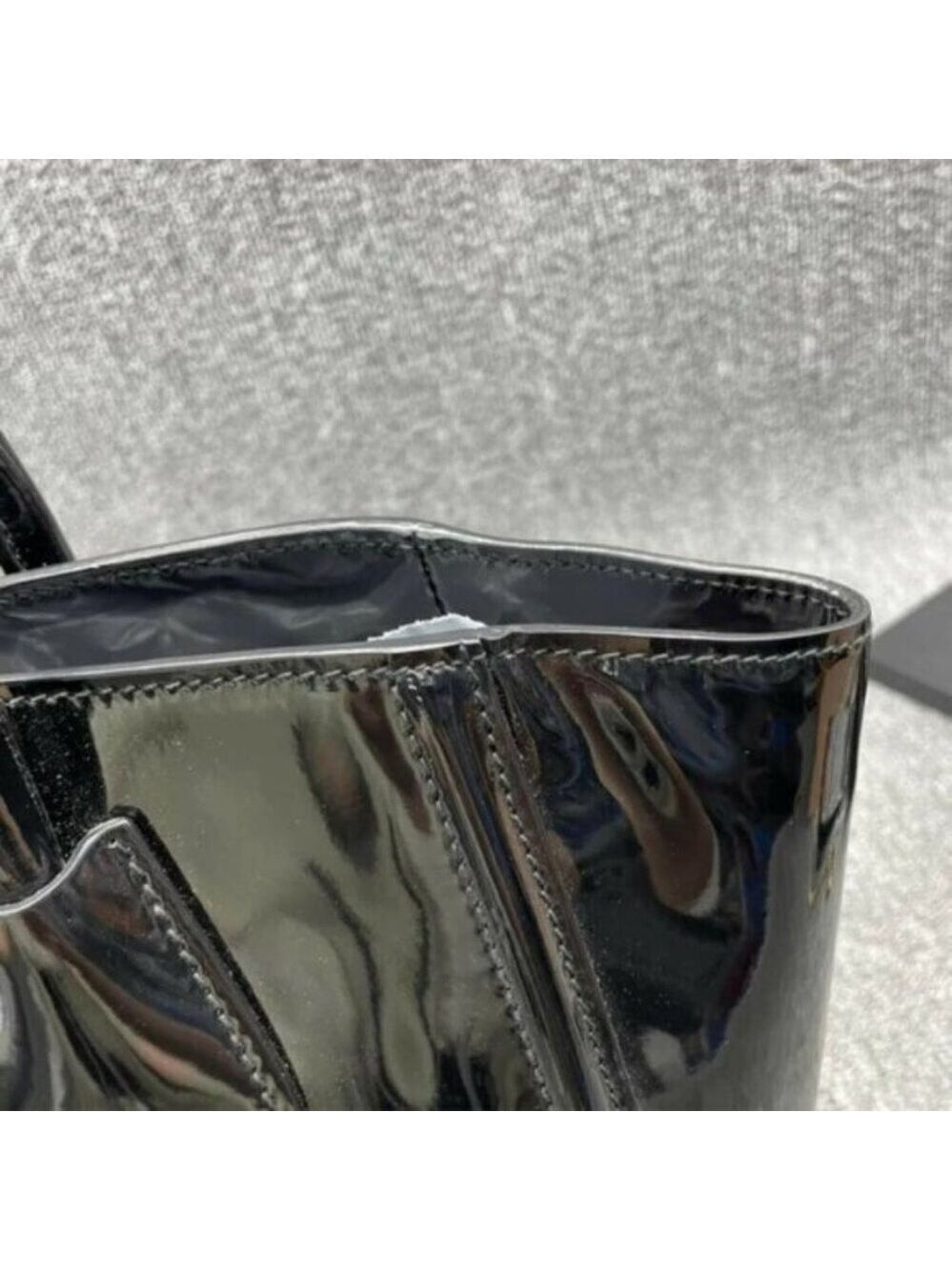 Authentic Prada Patent Leather Studded Tote Black Spazzolato Shoulder Bag - Picture 10 of 16